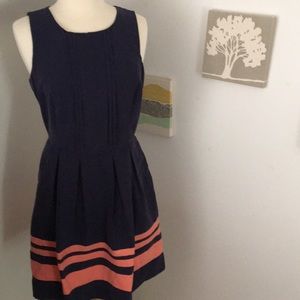 Navy and coral dress